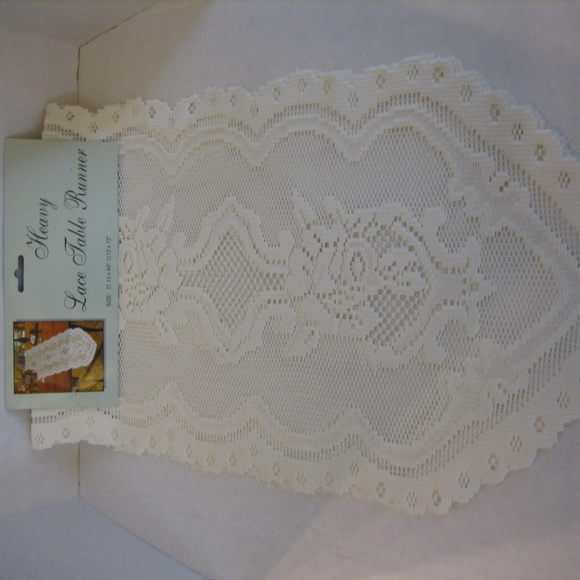 Natco Home Fashions Ivory Lace Table Runner 13x45 - Picture 5 of 5